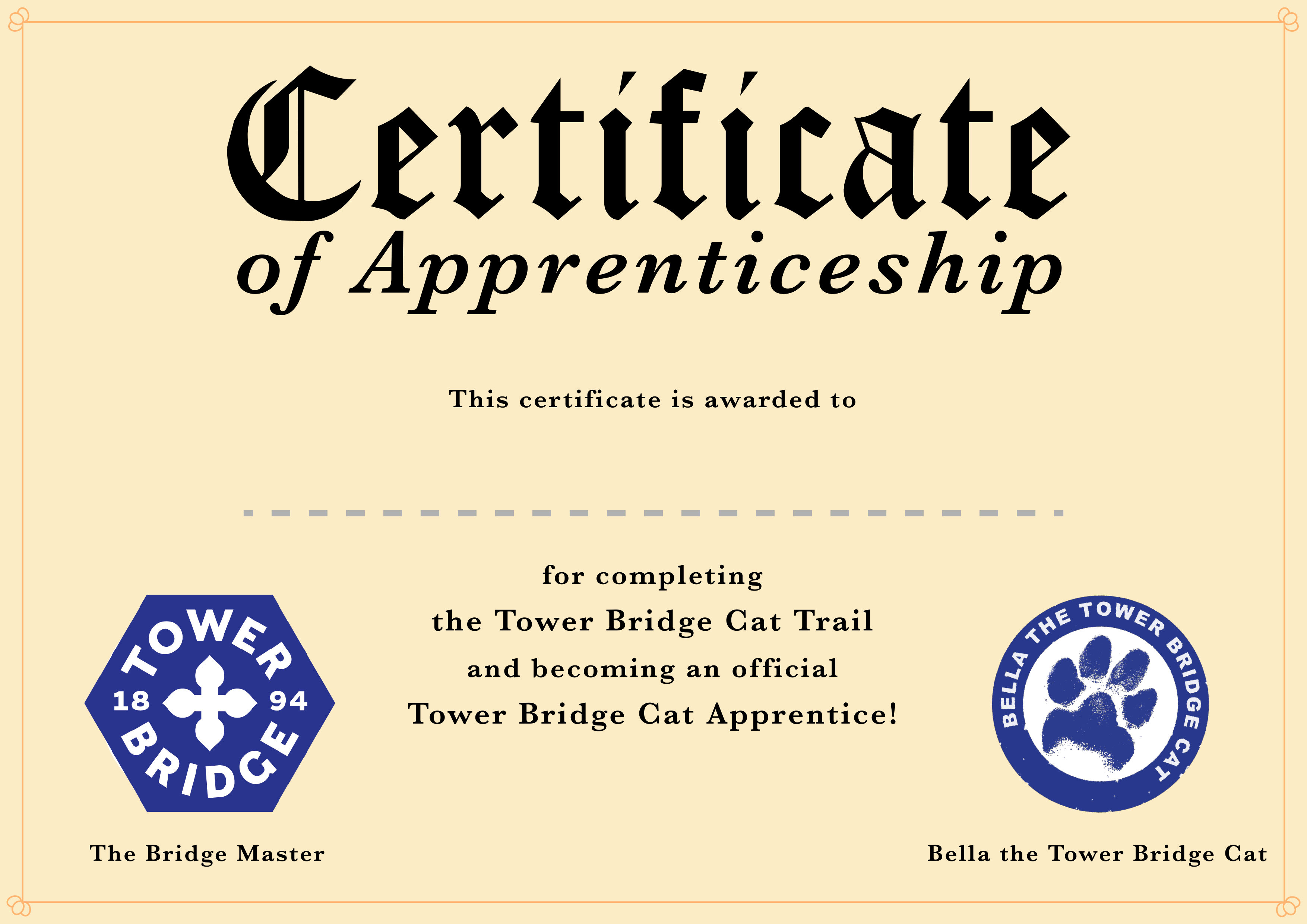 Certificate Of Apprenticeship Tower Bridge